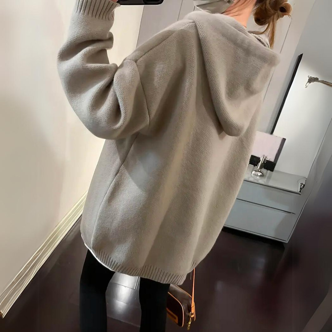 Bedruckter Smiley-Kapuzenpullover in Übergröße für Damen