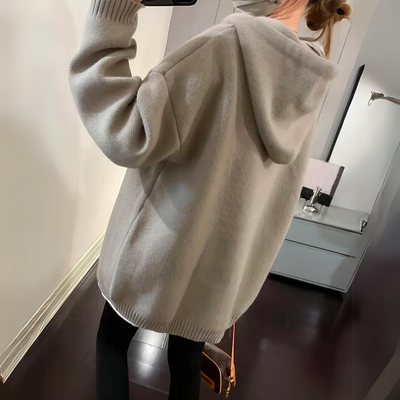 Bedruckter Smiley-Kapuzenpullover in Übergröße für Damen