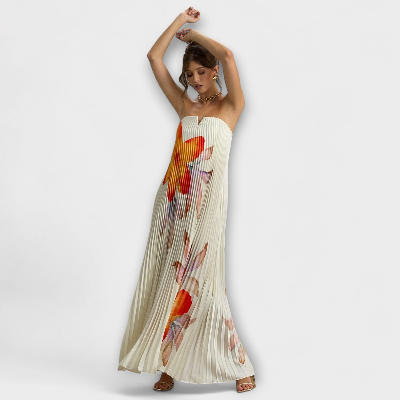 Michelle - Sweetheart Maxikleid mit Orangenblüten