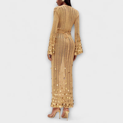 Kathleen - Goldenes Strick-Maxikleid von Dolly