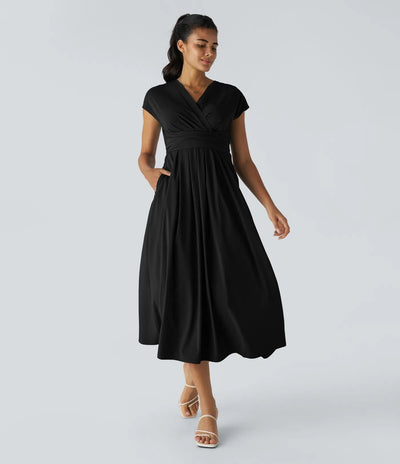 Wilhelmine – Elegantes Wickelkleid Mit Hoher Taille