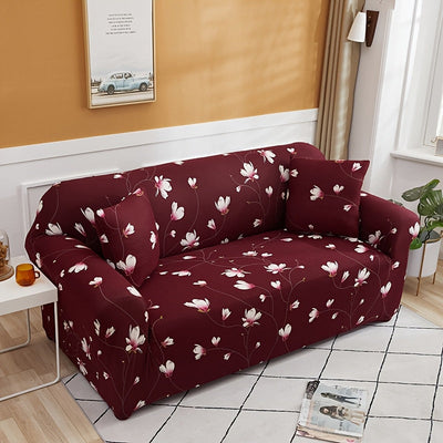 Art Deco Floralprint Stretch-Sofabezug mit Passendem Kissenbezug