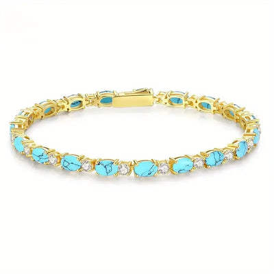 Natürliche Türkisarmband mit Goldakzenten