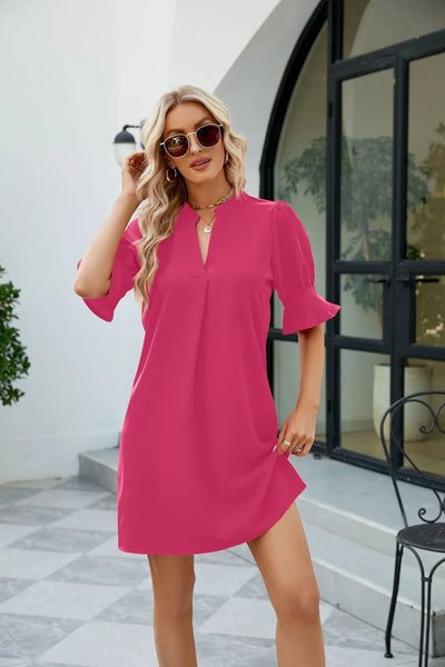 Agatha - Elegantes Minikleid mit V-Ausschnitt und Puffärmel