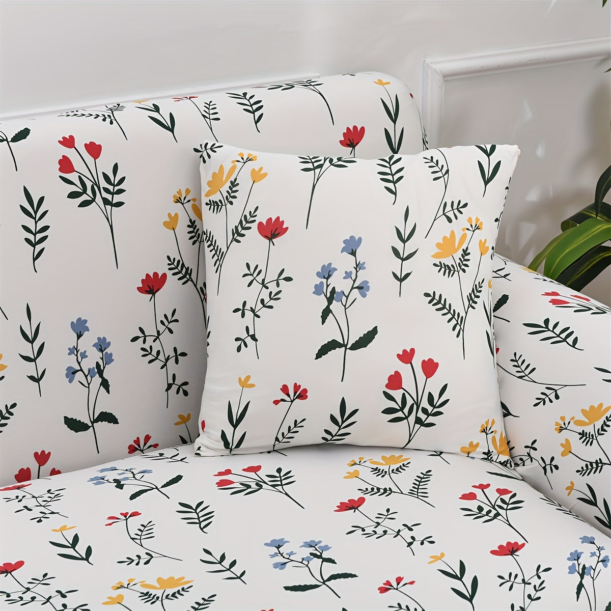 Art Deco Floralprint Stretch-Sofabezug mit Passendem Kissenbezug