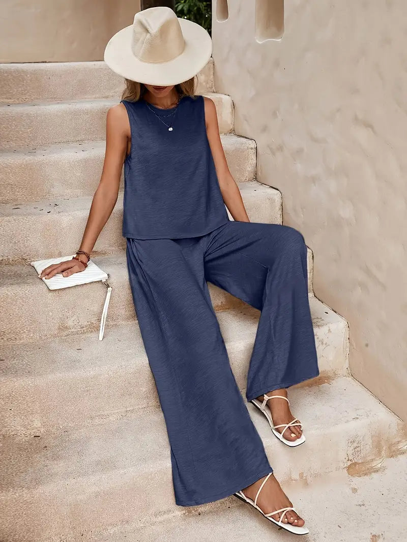 Armiela – Minimalistische, ärmellose Hose mit weitem Bein