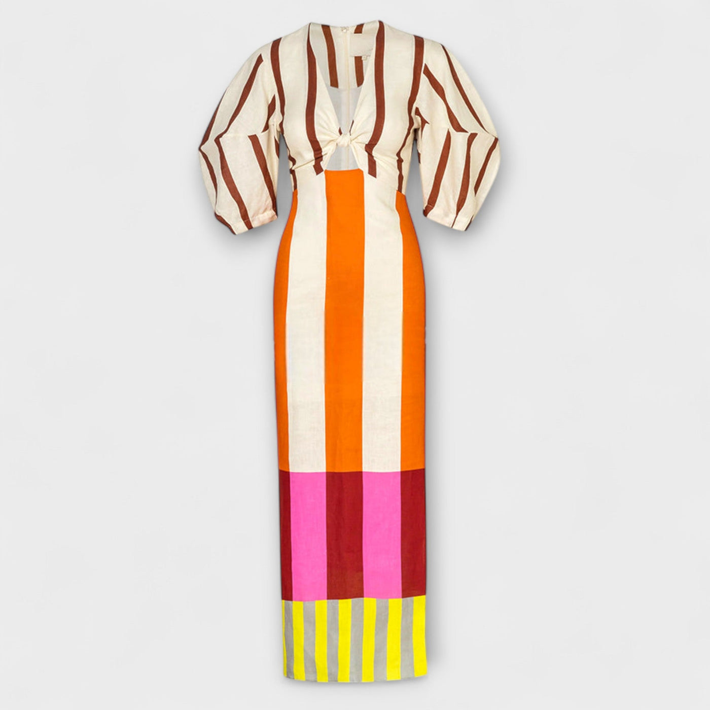Kaya - Maxikleid mit tiefem Ausschnitt und Puffärmeln