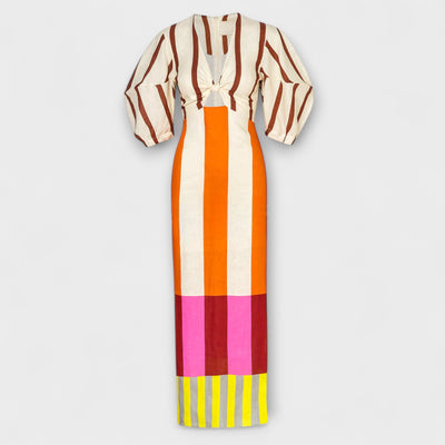 Kaya - Maxikleid mit tiefem Ausschnitt und Puffärmeln