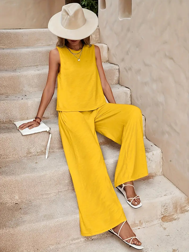 Armiela – Minimalistische, ärmellose Hose mit weitem Bein
