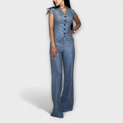 Ivy - Elegantes V-Ausschnitt Top mit passender Hose
