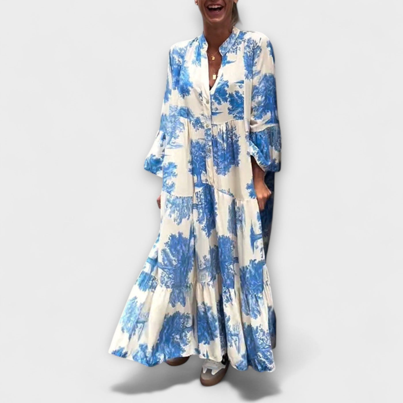 Nerina - Elegantes Maxikleid mit Blumenmuster