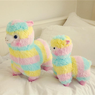 Weiches Regenbogen-Alpaka Kuscheltier aus Plüsch für Babys & Kleinkinder