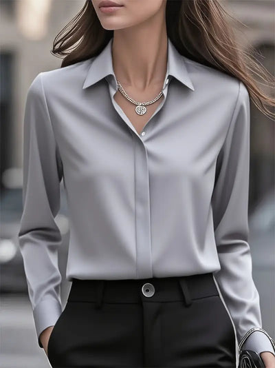 Amiliana - Elegantes Langärmeliges Hemd Mit Knopfleiste