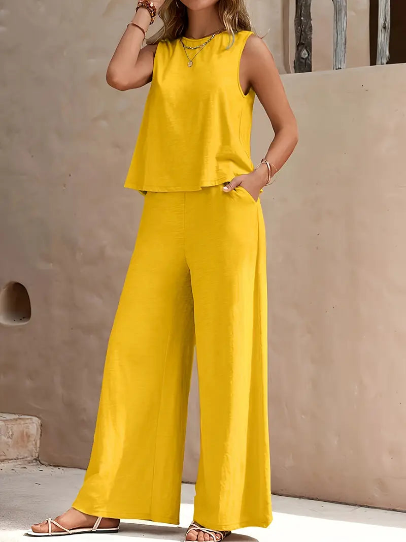 Armiela – Minimalistische, ärmellose Hose mit weitem Bein