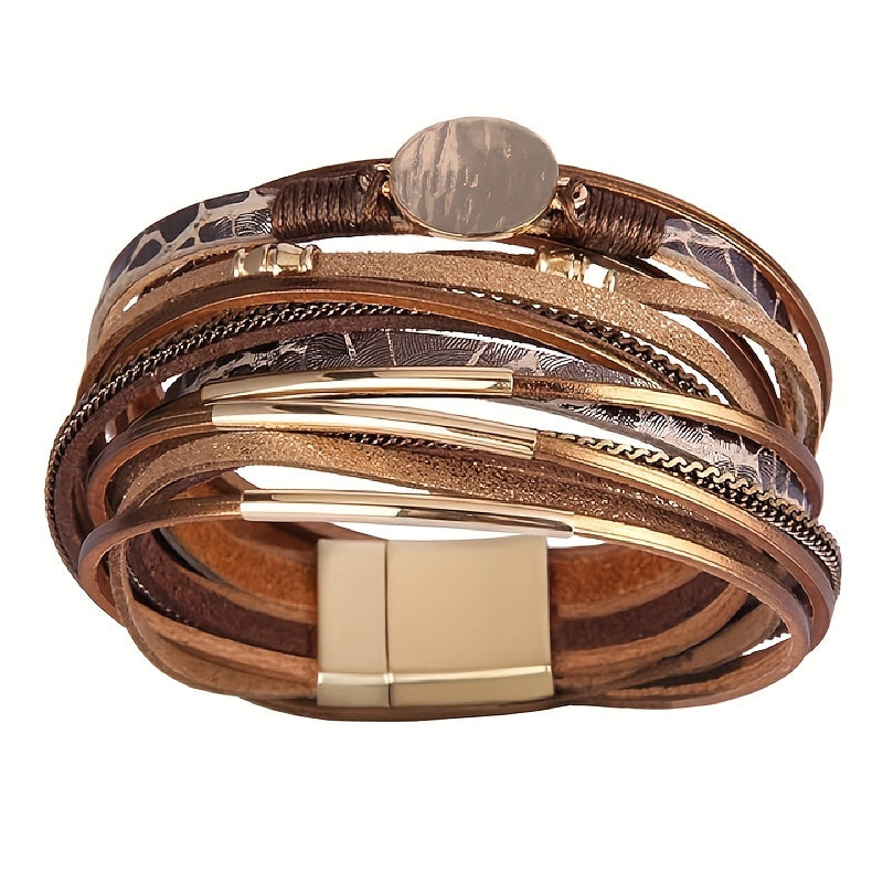 Boho-Style Lederarmband mit Doppelwicklung – Elegant & Trendig