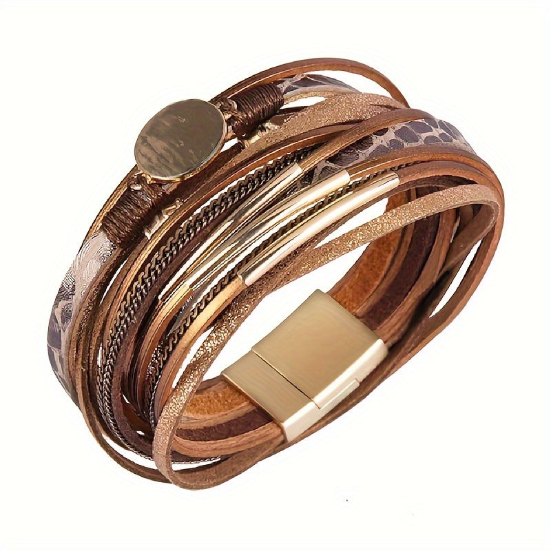 Boho-Style Lederarmband mit Doppelwicklung – Elegant & Trendig