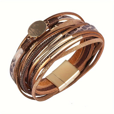Boho-Style Lederarmband mit Doppelwicklung – Elegant & Trendig