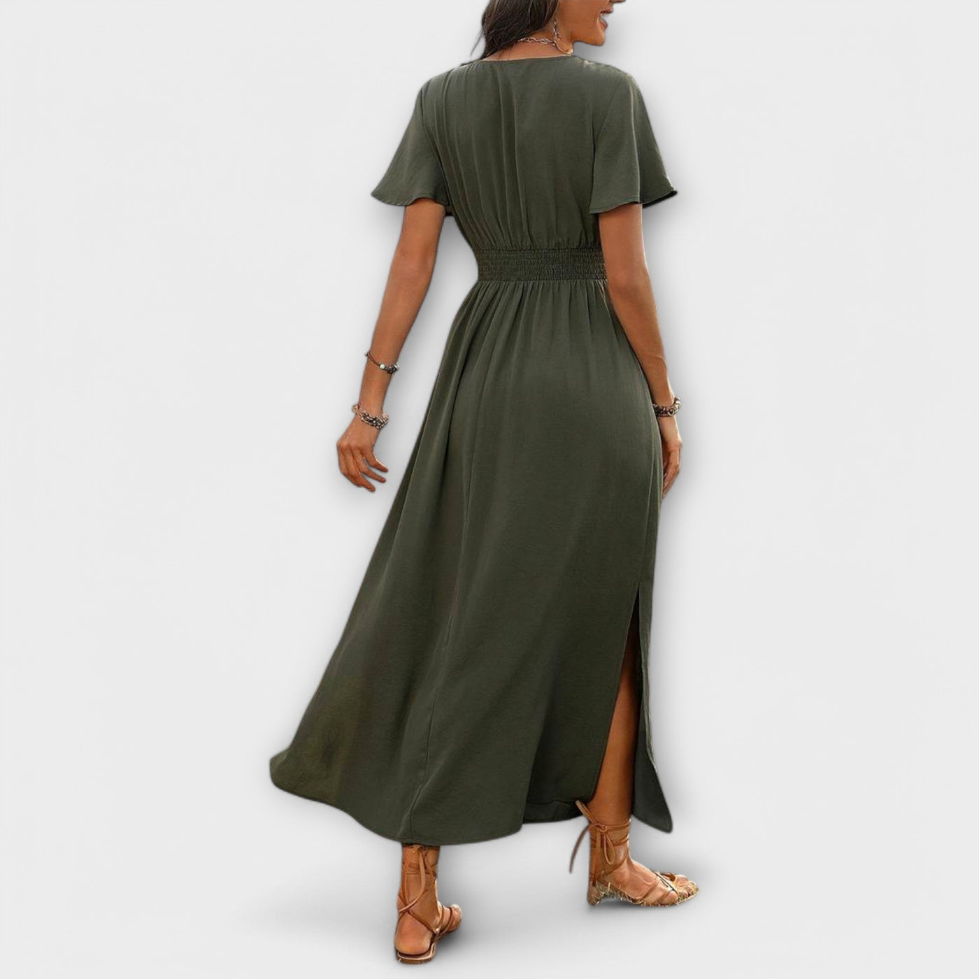 Heather - Elegantes Boho-Kleid mit V-Ausschnitt und langen Ärmeln