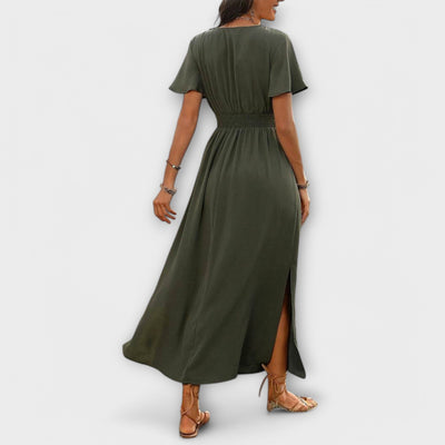 Heather - Elegantes Boho-Kleid mit V-Ausschnitt und langen Ärmeln
