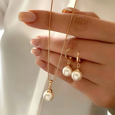 Goldene Grace Perlen Schmuckset - Goldfarben