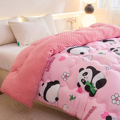 Warme Samt-Steppdecke mit Baby-Panda-Muster – Kuschelig & niedlich für den Winter