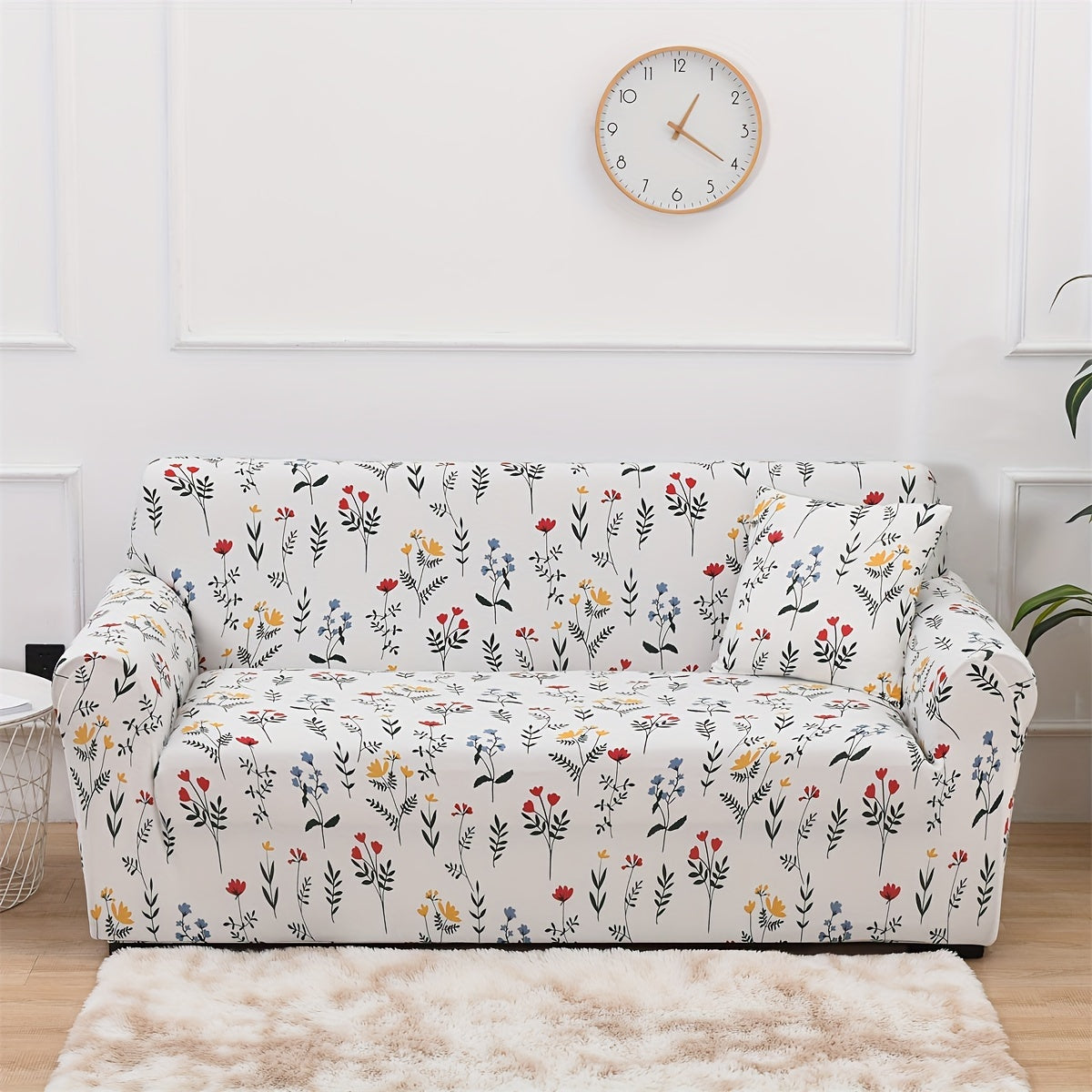 Art Deco Floralprint Stretch-Sofabezug mit Passendem Kissenbezug