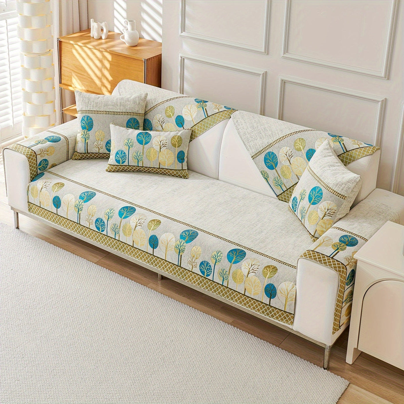 Boho-Stil Sofabezug – Design „Mondbeschienene Bäume