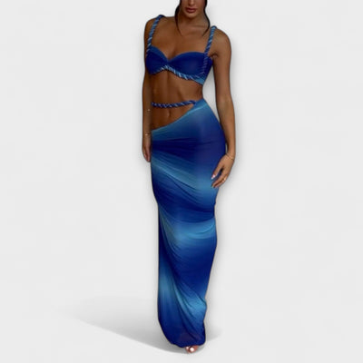 Jane - Elegantes Gradient Zopf Crop Top mit Overskirt Set