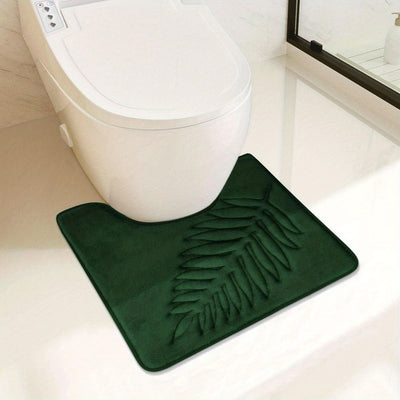 Badematte mit grünem Blattmuster & U-förmige wc-Matte