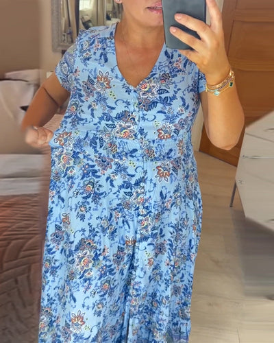 Alisa™ - V-Ausschnitt Kleid mit Blumenmuster