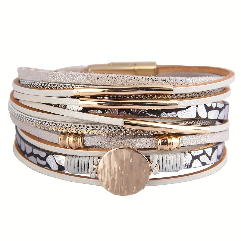 Boho-Style Lederarmband mit Doppelwicklung – Elegant & Trendig
