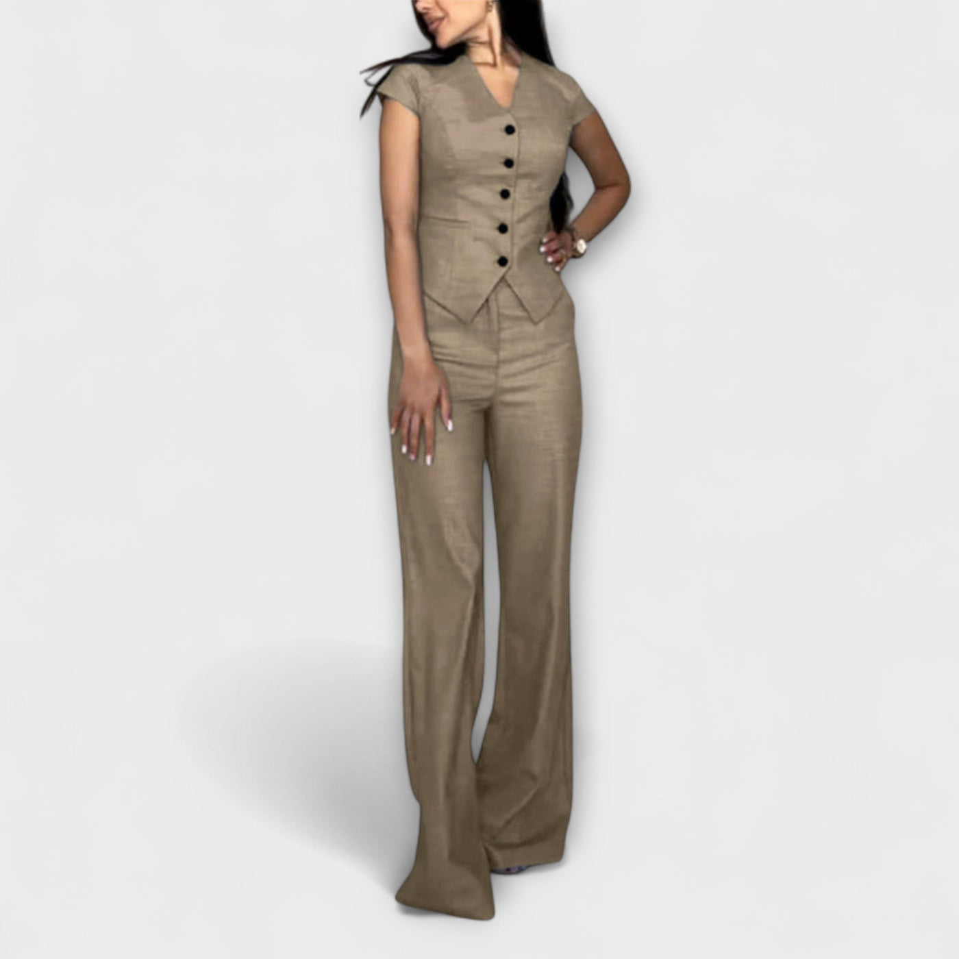 Ivy - Elegantes V-Ausschnitt Top mit passender Hose