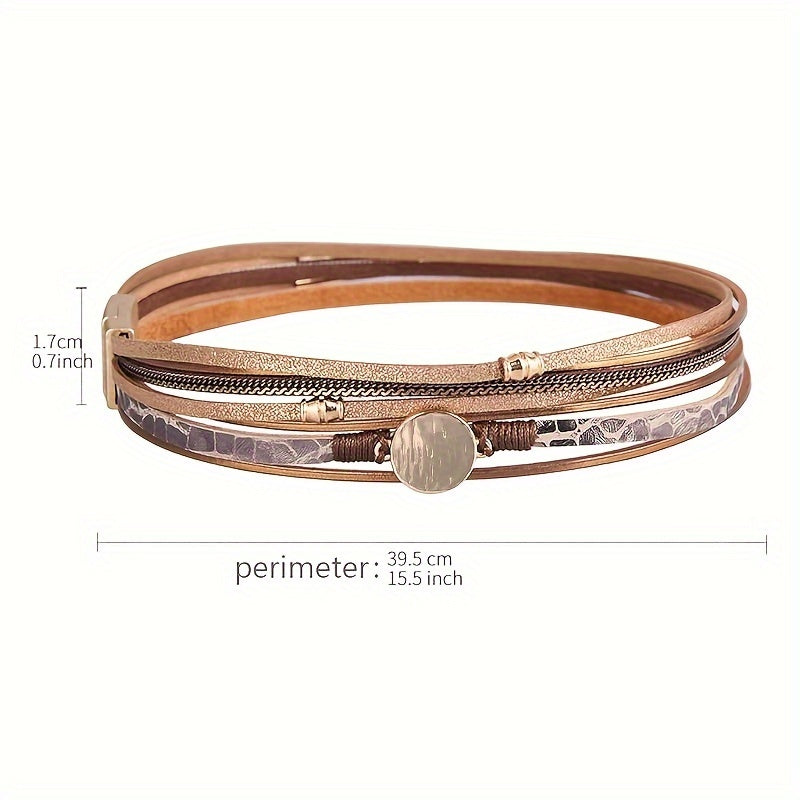 Boho-Style Lederarmband mit Doppelwicklung – Elegant & Trendig