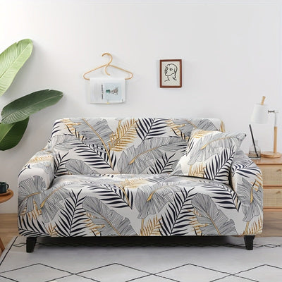 Art Deco Floralprint Stretch-Sofabezug mit Passendem Kissenbezug