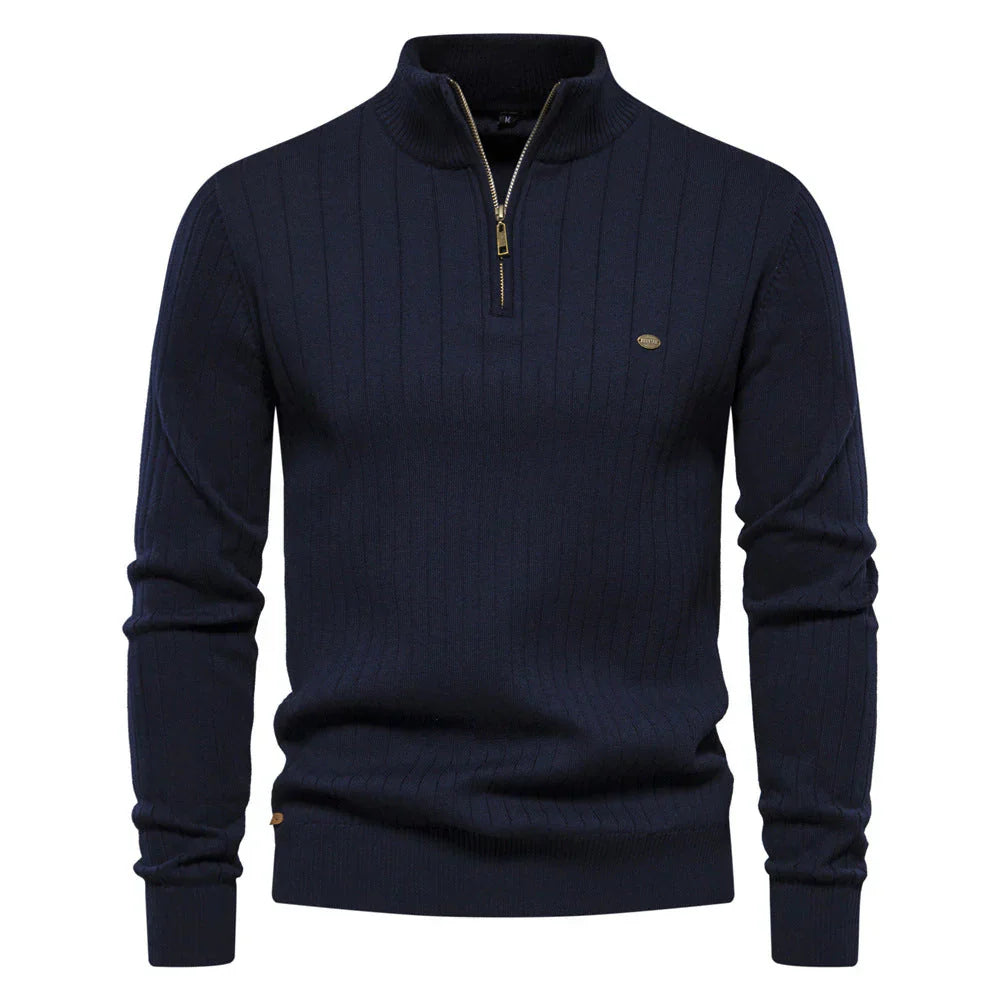 Aiopeson Eleganz | Stilvoller Reißverschluss-Pullover für Herren im Herbst
