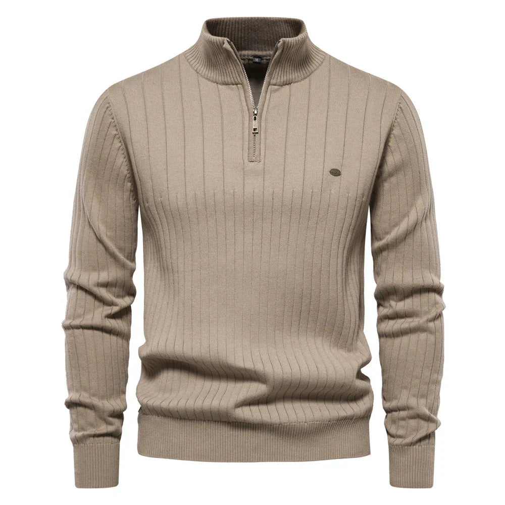 Aiopeson Eleganz | Stilvoller Reißverschluss-Pullover für Herren im Herbst