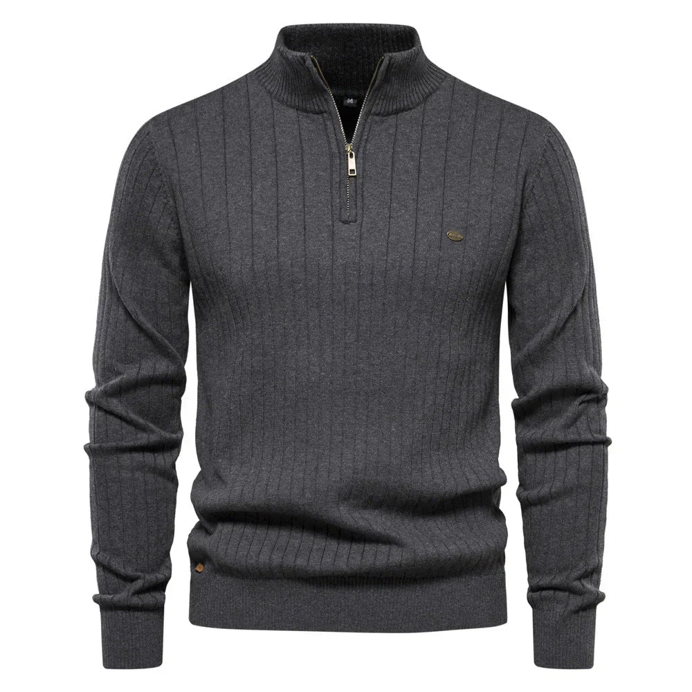 Aiopeson Eleganz | Stilvoller Reißverschluss-Pullover für Herren im Herbst