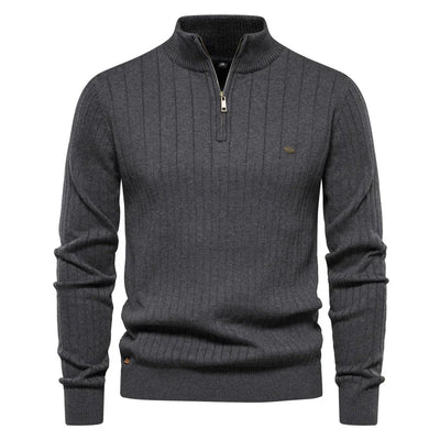Aiopeson Eleganz | Stilvoller Reißverschluss-Pullover für Herren im Herbst