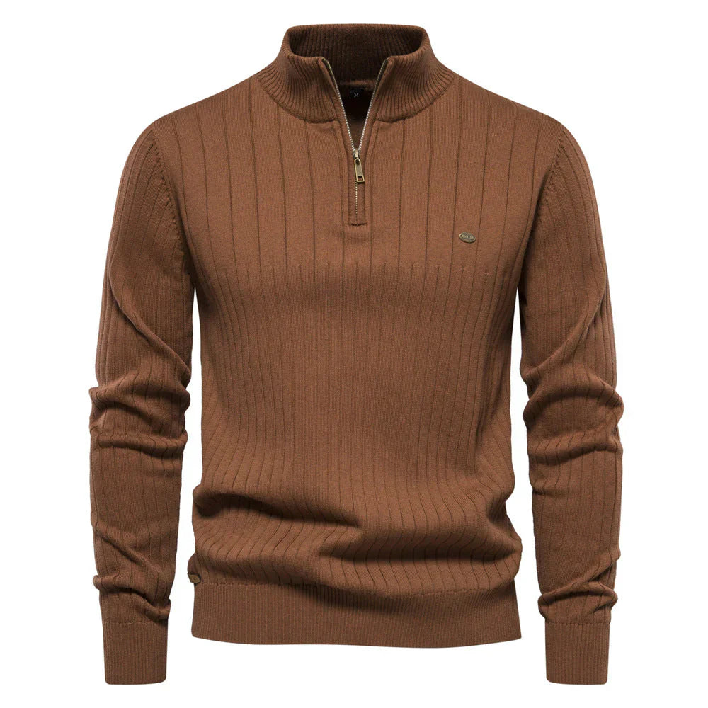 Aiopeson Eleganz | Stilvoller Reißverschluss-Pullover für Herren im Herbst