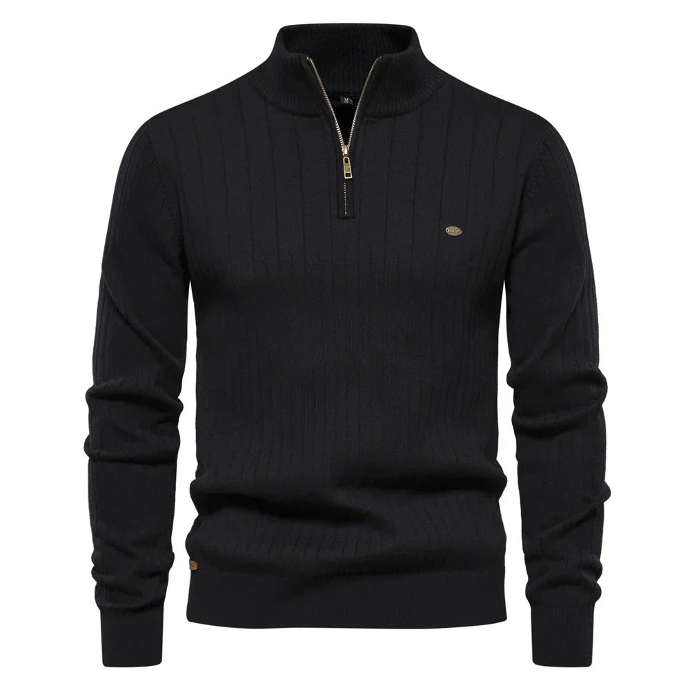 Aiopeson Eleganz | Stilvoller Reißverschluss-Pullover für Herren im Herbst