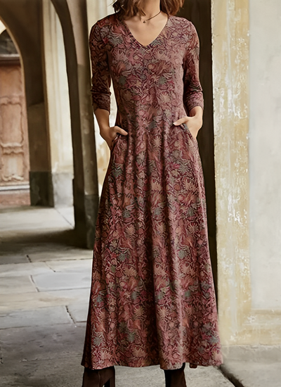 Vintage-Blumenkleid in Midi-Länge