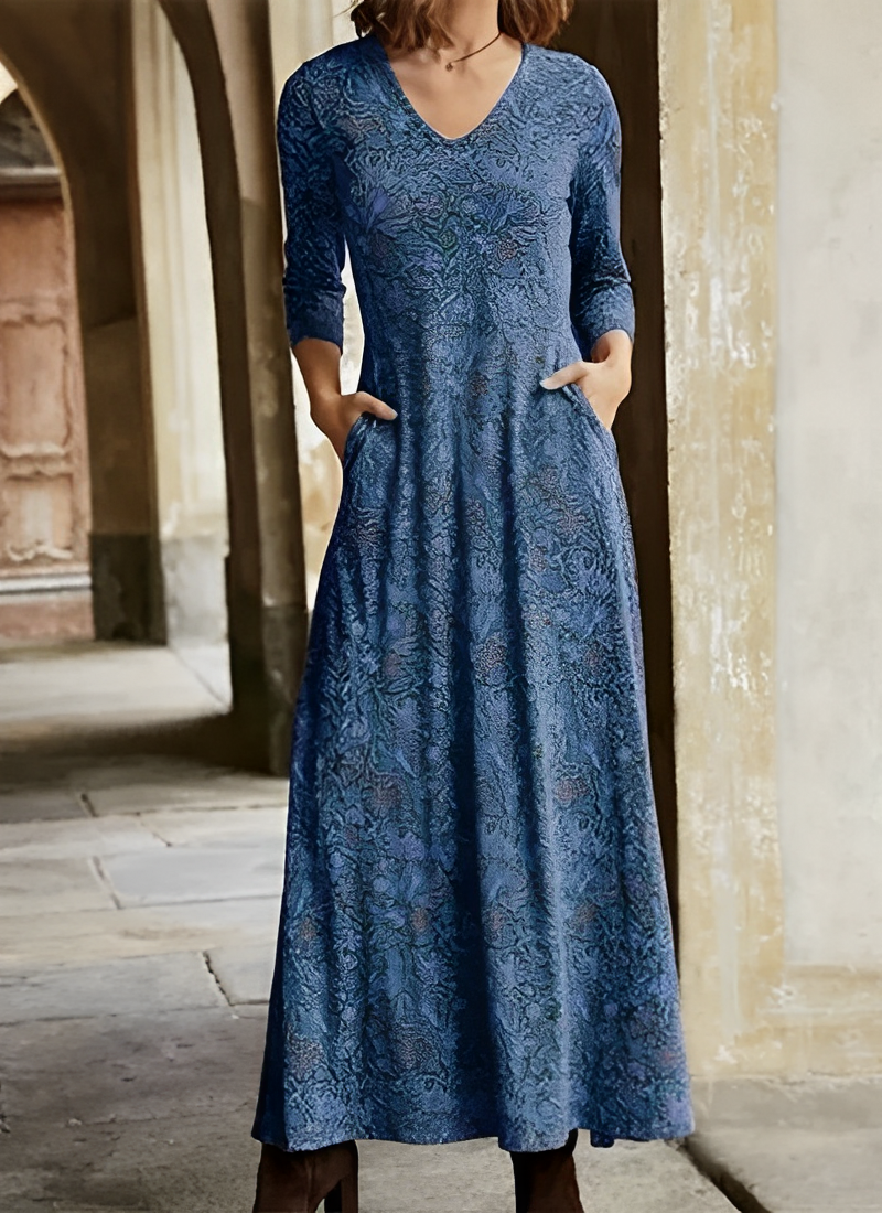 Vintage-Blumenkleid in Midi-Länge