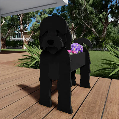Schwarzer Cockapoo Blumentopf