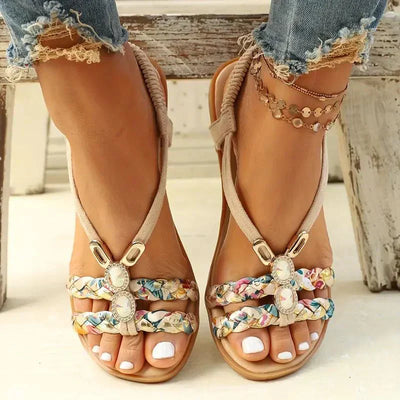 Boho-Perlen Slip-On Sommersandalen – Amira