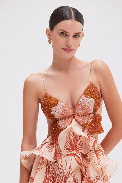 Ameliah – Stilvolles Armelloses Rüschen Kleid