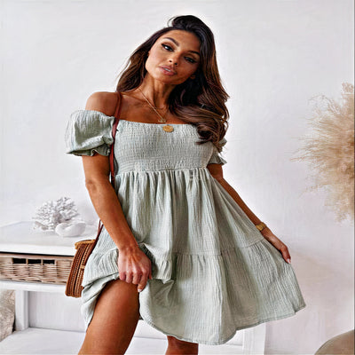 Boho-Schulterfreies Stufenkleid für Damen