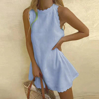 Amadel – Sommerkleid aus Baumwollleinen mit gewelltem Saum