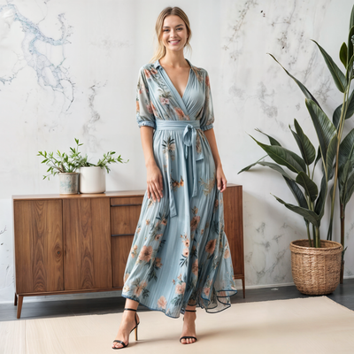 Zadie | V-Ausschnitt Midi Kleid für Damen