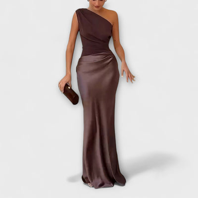 Elegantes Ein-Schulter Maxi-Kleid mit Falten