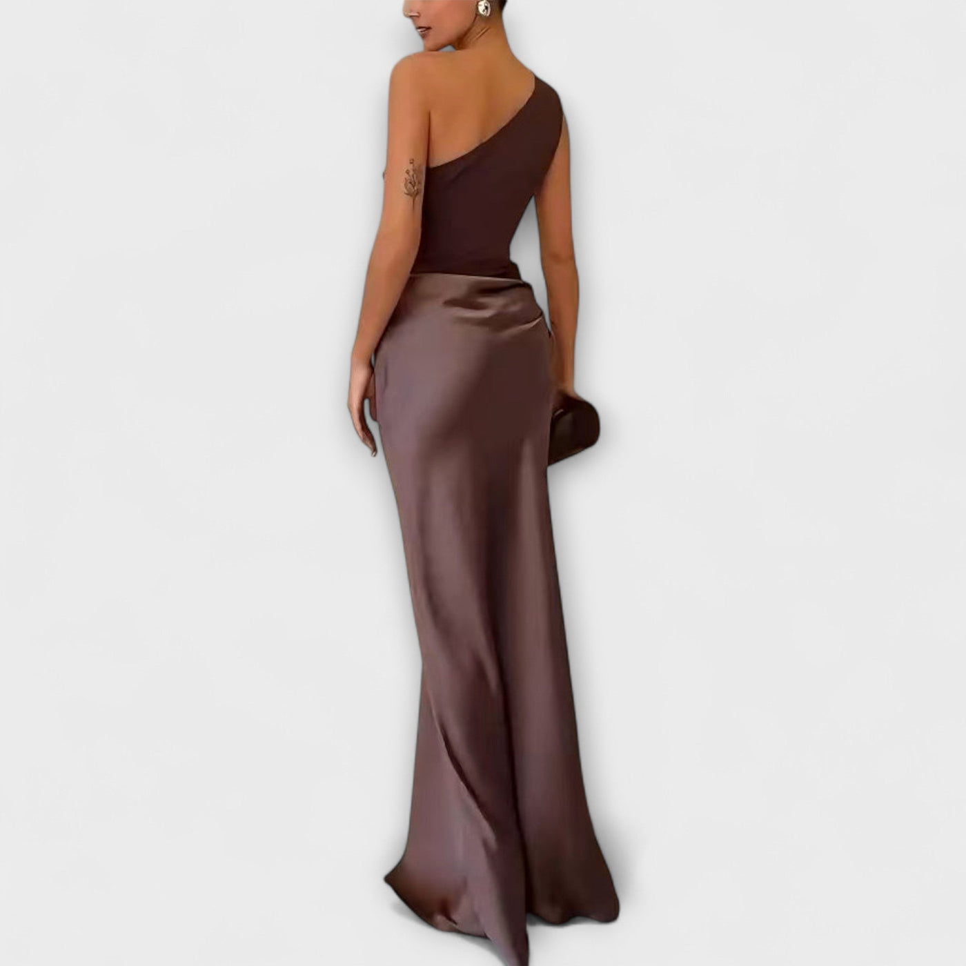 Elegantes Ein-Schulter Maxi-Kleid mit Falten